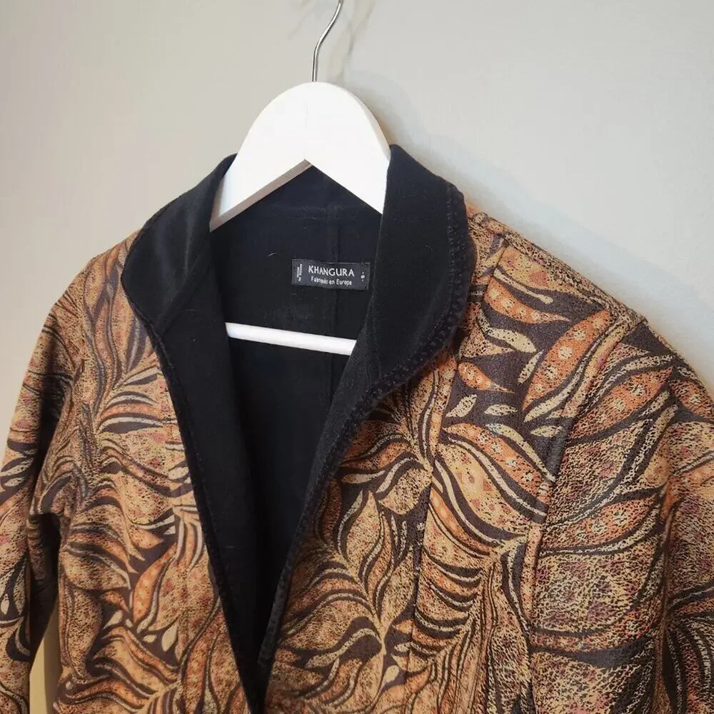 Khangura Faux Suede Jacket Art to Wear Western Eclectic Fall Layering - Size S